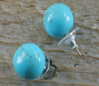 Native American Turquoise Hand Shaped Round post Earrings - L